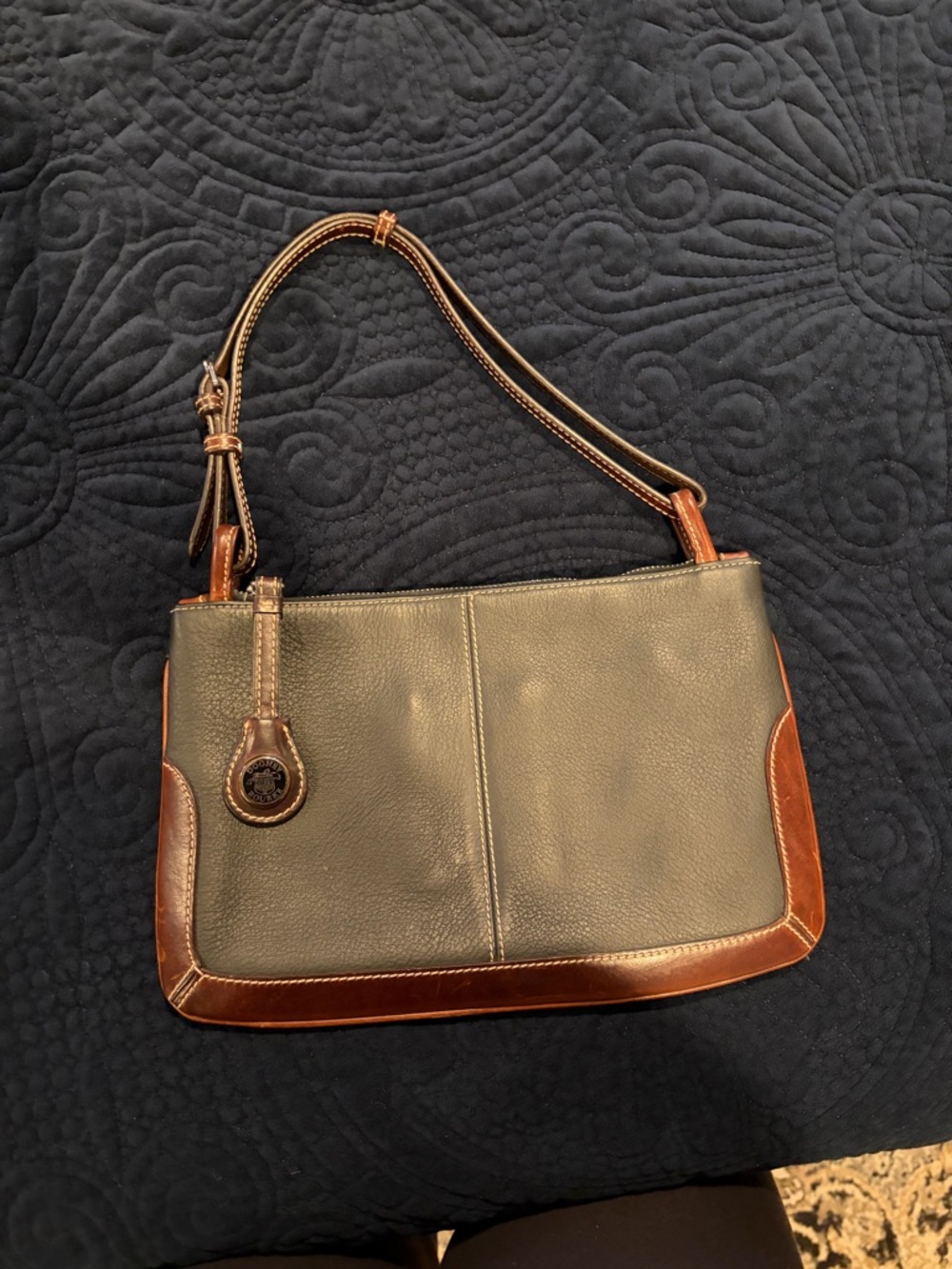 Dooney & Bourke Olive Green and Brown Leather Mini Shoulder Bag